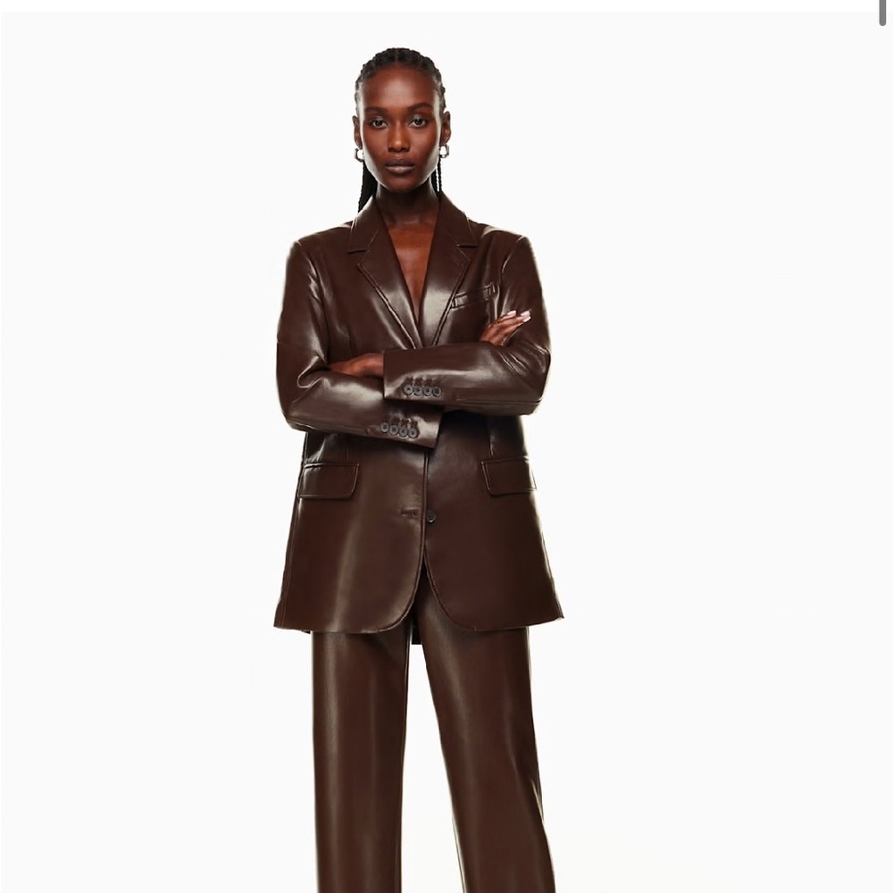 New Agency Leather Blazer Aritzia